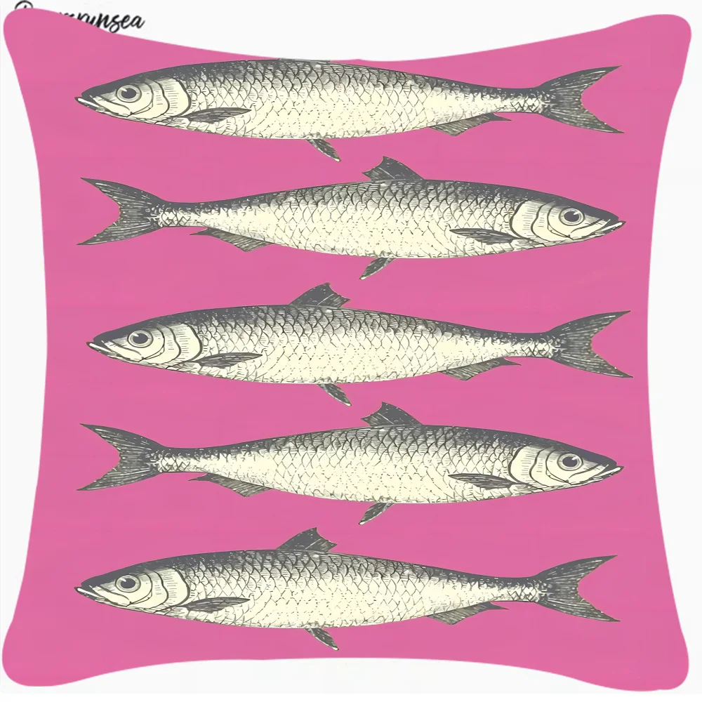 Colorful Sardine Lobster Fish Ocean Animal Cushion Cover Car Throw Pillow Case For Sofa Car Christmas Gift