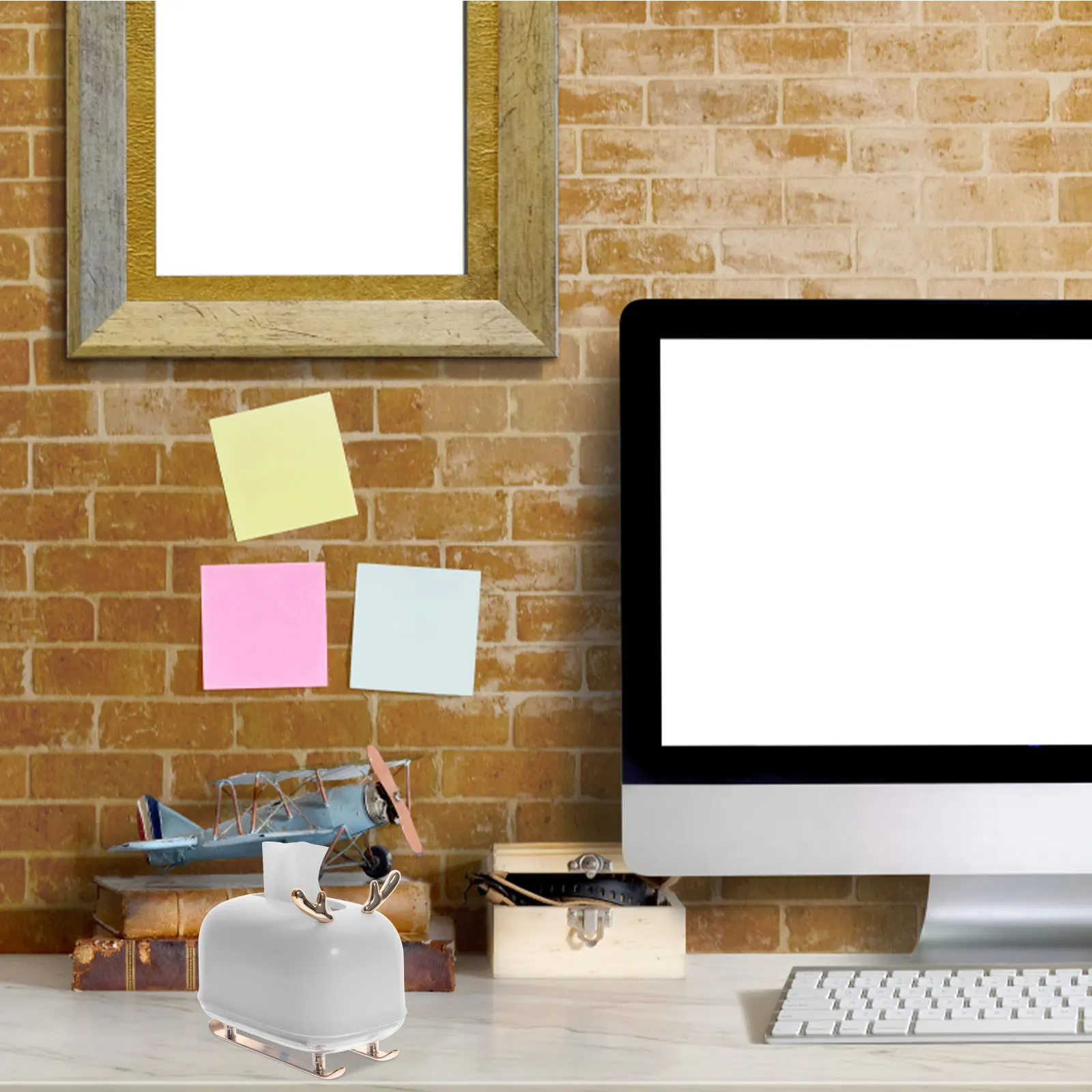 

ABS Sleigh Elk Shaped Tissue Box Holder Compact Size Paper Towel Dispenser Desktop Home Decoration Christmas Gift