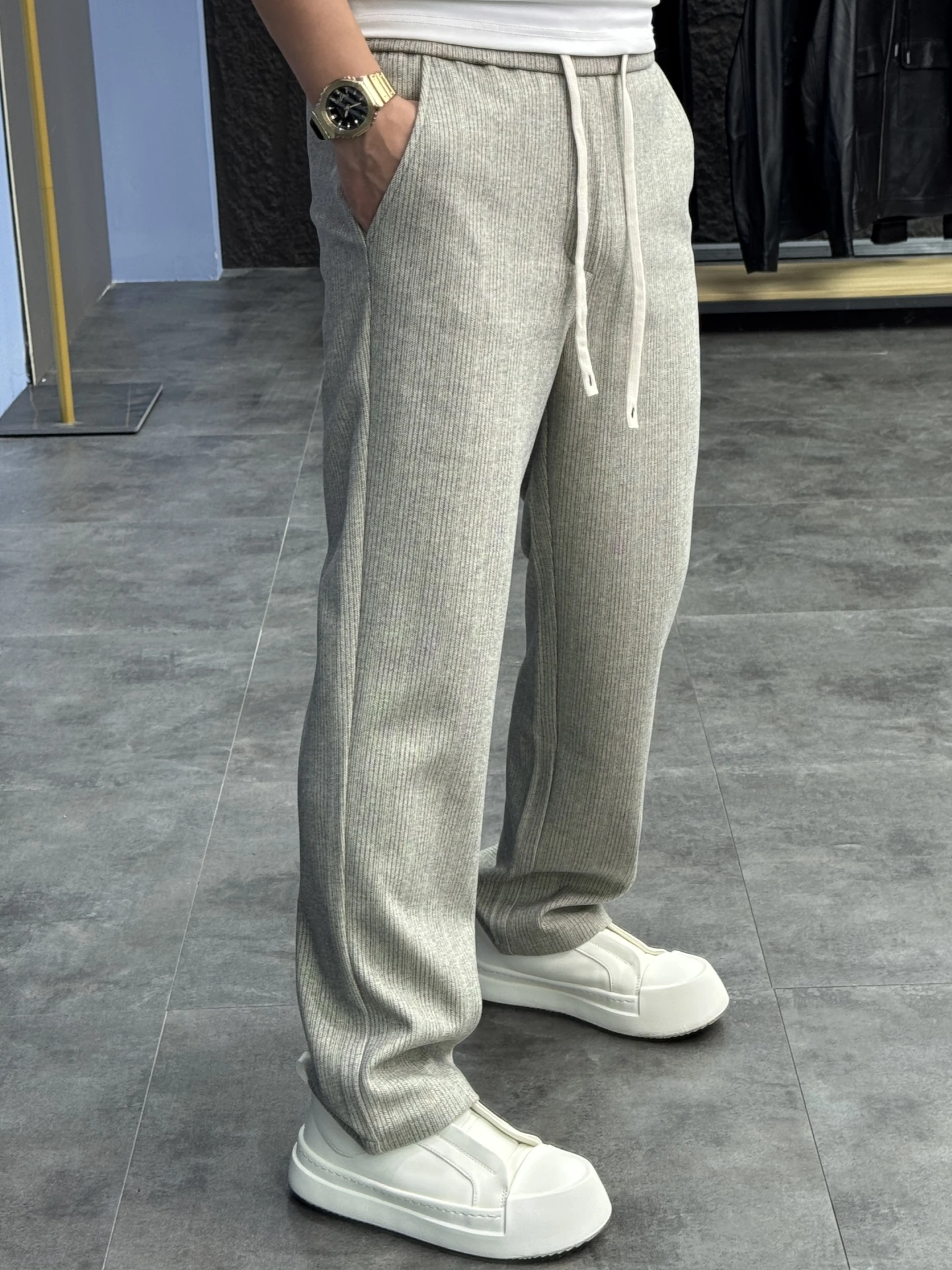 

Svip Thiened Woolen Pants for Men Comfortable Fce Lined Straight Leg Casual Trousers Autumn Winter Warm Sli Men's Pants