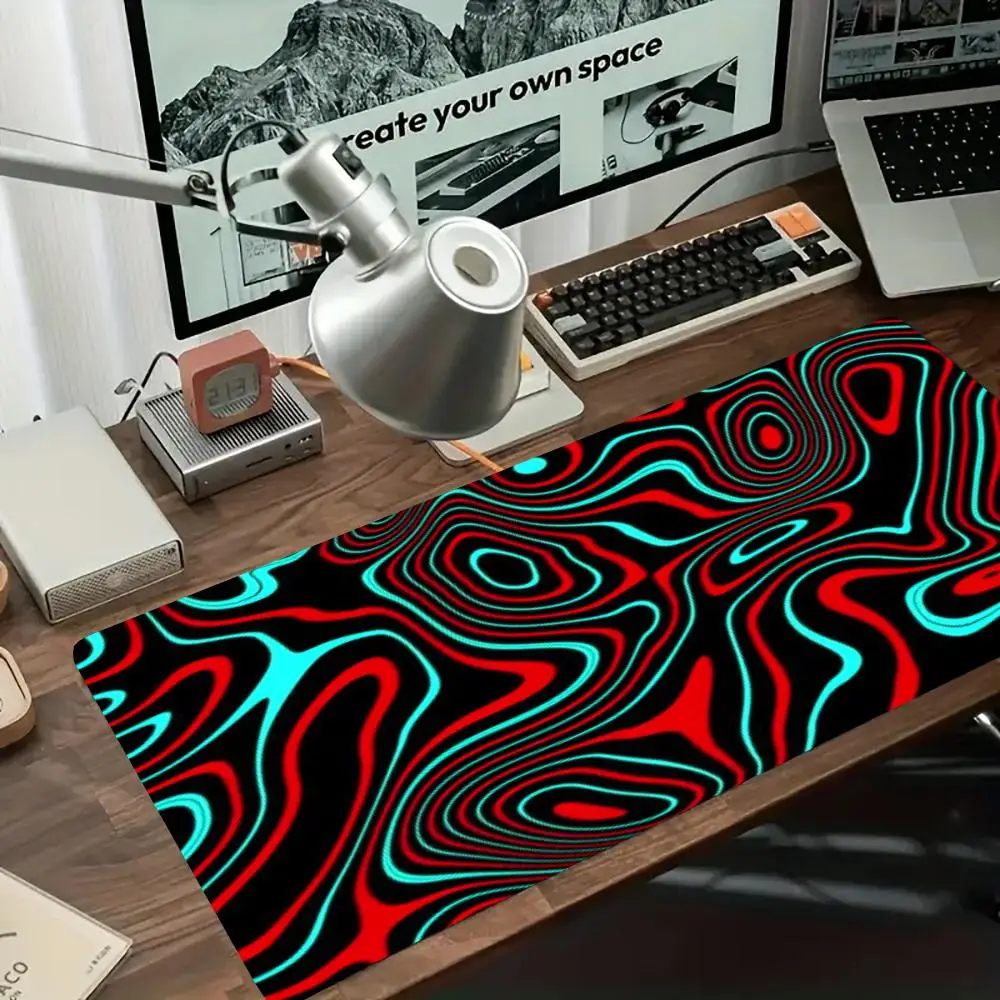 Pink White Blue Psychedelic Wavy Texture Mouse pads games keyboard accessories large size bedroom learning table mat laptop