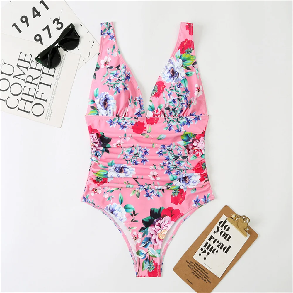 Kwiaty zestawy bikini strój kąpielowy nadruk retro wakacyjne stroje kąpielowe jednoczęściowe damskie kostiumy kąpielowe stroje plażowe Biquinis Feminino Trend