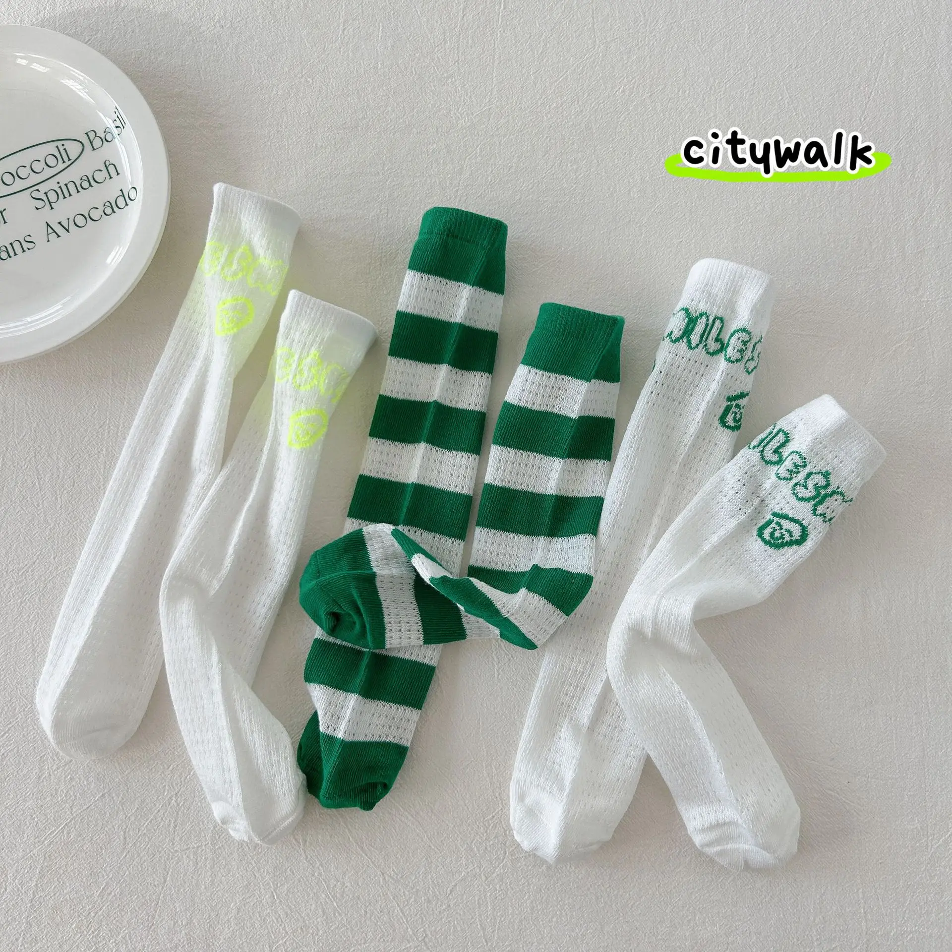 2026 Spring summer kids socks for boys girls mesh stockings Korean students striped calf socks cotton socks knee high socks