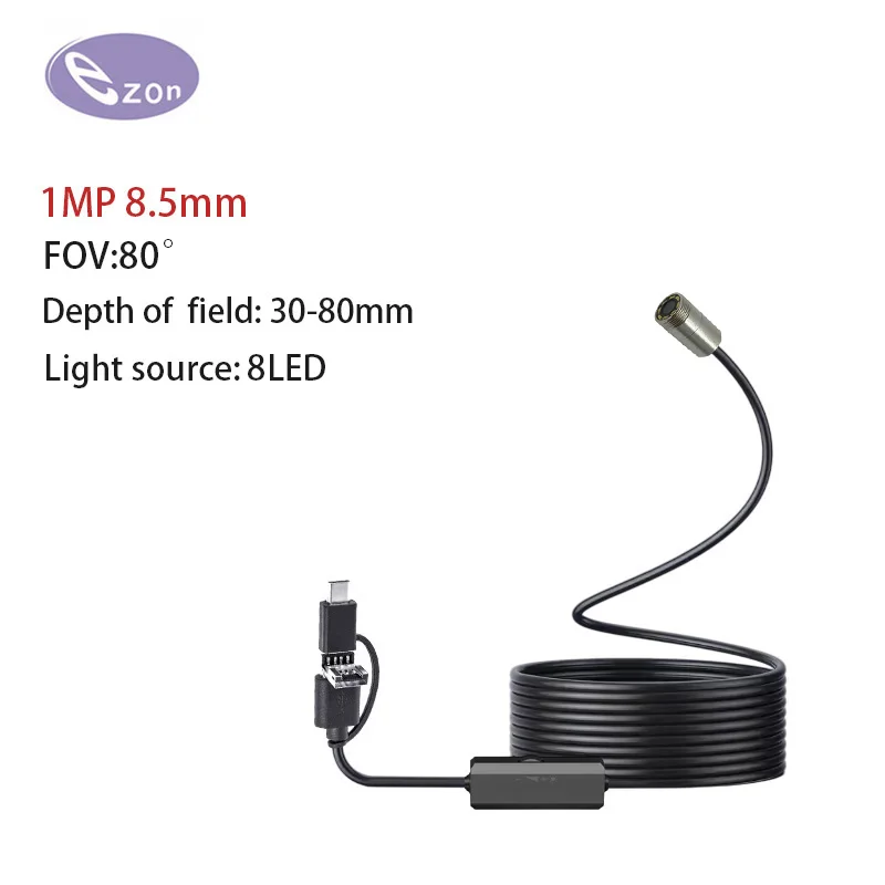 

Caméra эндоскопический 8,5 мм étanche IP67, Micro USB, эндоскоп d'inspection, для Android, ПК, обычный портативный, 8 светодиодов измененийlables