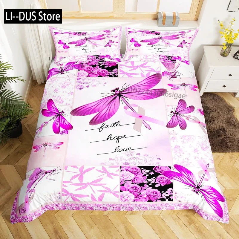 الأزهار اليعسوب طقم سرير غطاء لحاف للأطفال بنين بنات المعزي غطاء لحاف نباتي مع 2 المخدة الحجم الكامل