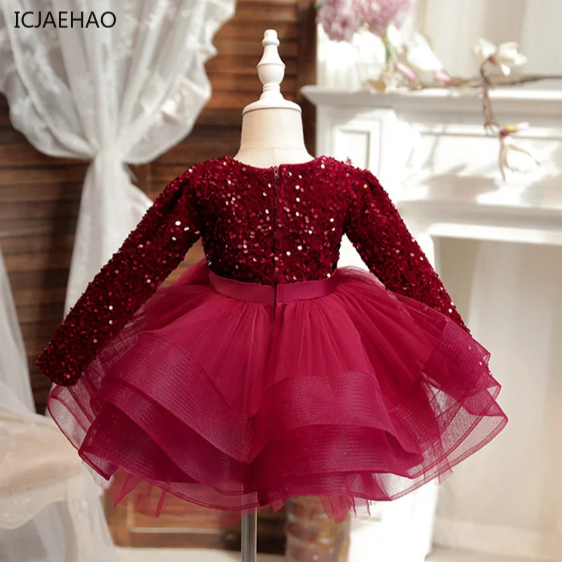 ICJAEHAO 2024 Sequin Boutique Trend Children Clothing Elegant Princess Party Ball Girl Outfit High Quality Fashion tutu Dressed