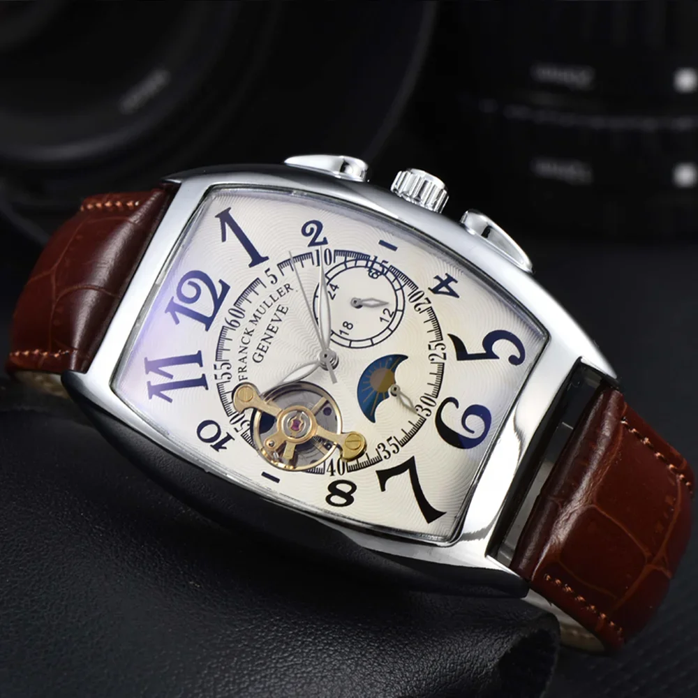 Top Quality FRANCK MULLER Brand Geneva Watches For Mens Multifunction Automatic Mechanical Watch With Moon Phases AAA Clocks