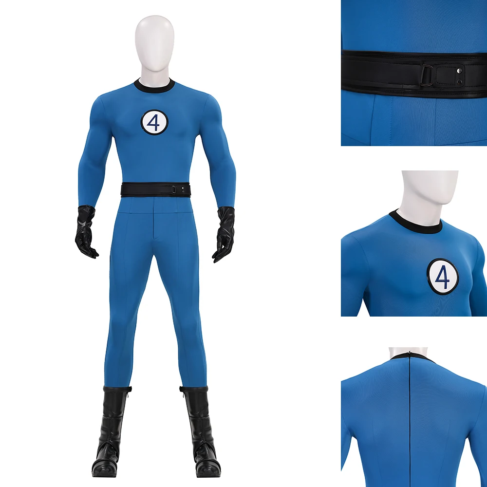 

Reed Richards Cosplay Costume Adult Mr Fantastic Costume Knitted Elastic Jumpsuit Superhero Outfit Halloween Suit