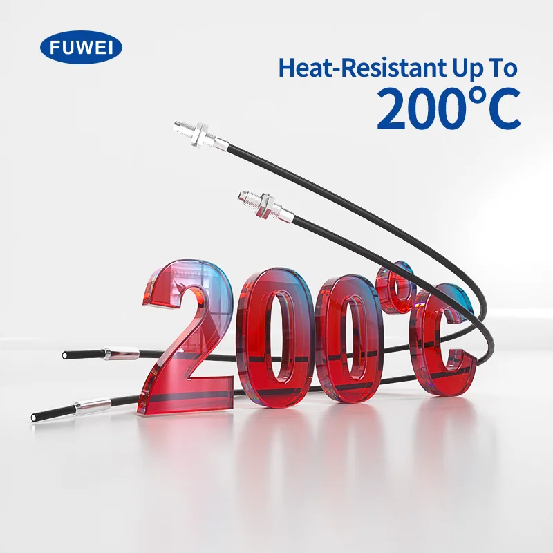 FUWEI High Temperature Resistance Optical Fiber Sensor 200 Degrees Induction through Beam Amplifier for Industrial Use