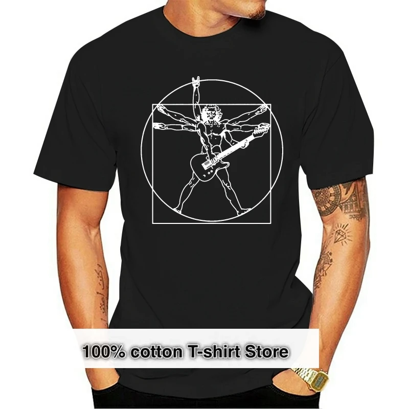 Vitruvian Guitarist Mens Funny Guitar T-Shirt Electric Bass Acoustic Amp Player Gift Funny Tee Shirt