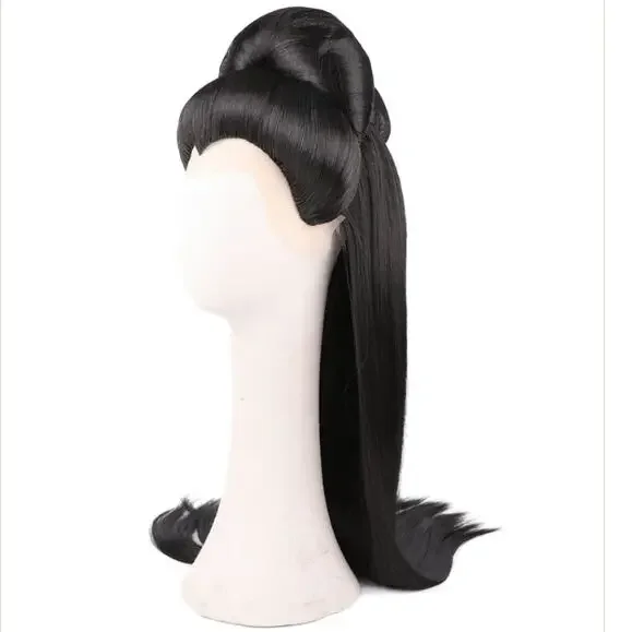 Serpiente blanca para mujer, pelo de cosplay, tocado de princesa Guan Yin negro, Hada larga y recta, fotografía de juego de película