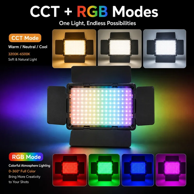 DY12 Portable RGB LED Video Light Camera Fill Lamp for Photography Vlog Live Streaming Video Recording Outdoor Shooting