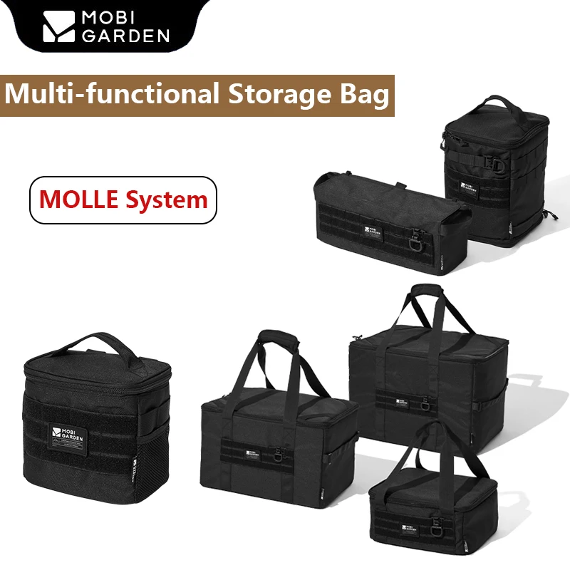 MOBI GARDEN Camping Storage Bag Large Capacity MOLLE System Multi-function Outdoor Tableware Equipment Waterproof Box Folding