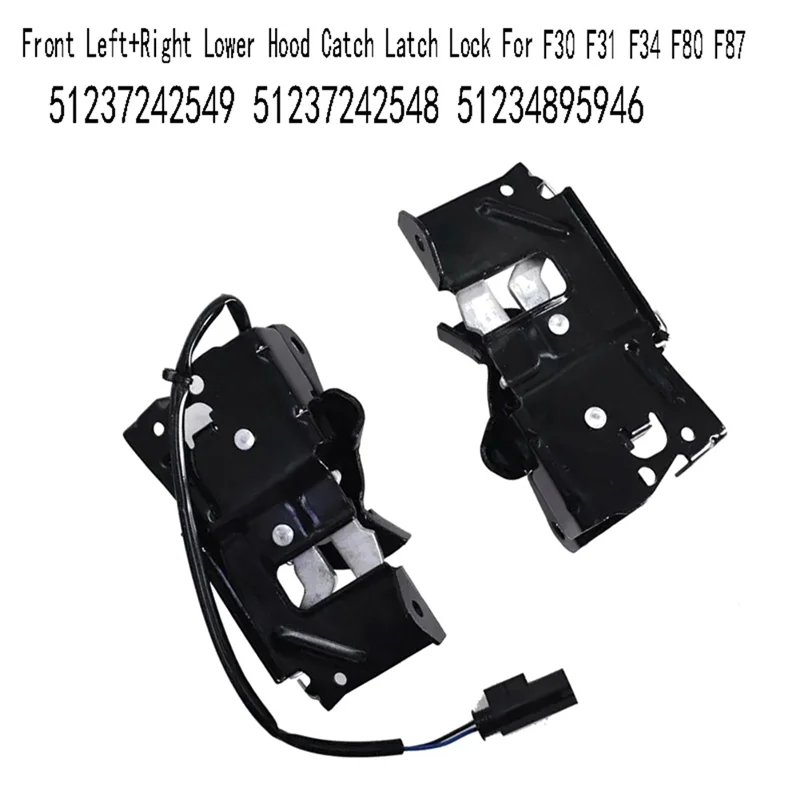 

Well 51237242549 51237242548 1Pair Car Front Left+Right Lower Hood Catch Latch Lock For BMW F30 F31 F34 F80 F87 51234895946