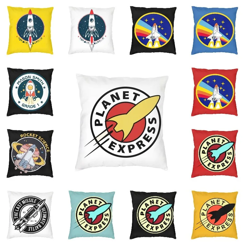 Planet Express Throw Pillow Case 40*40cm Home Decoration Space Rocket Spaceship Cushion Cover Square Bedding Sofa Pillowcover