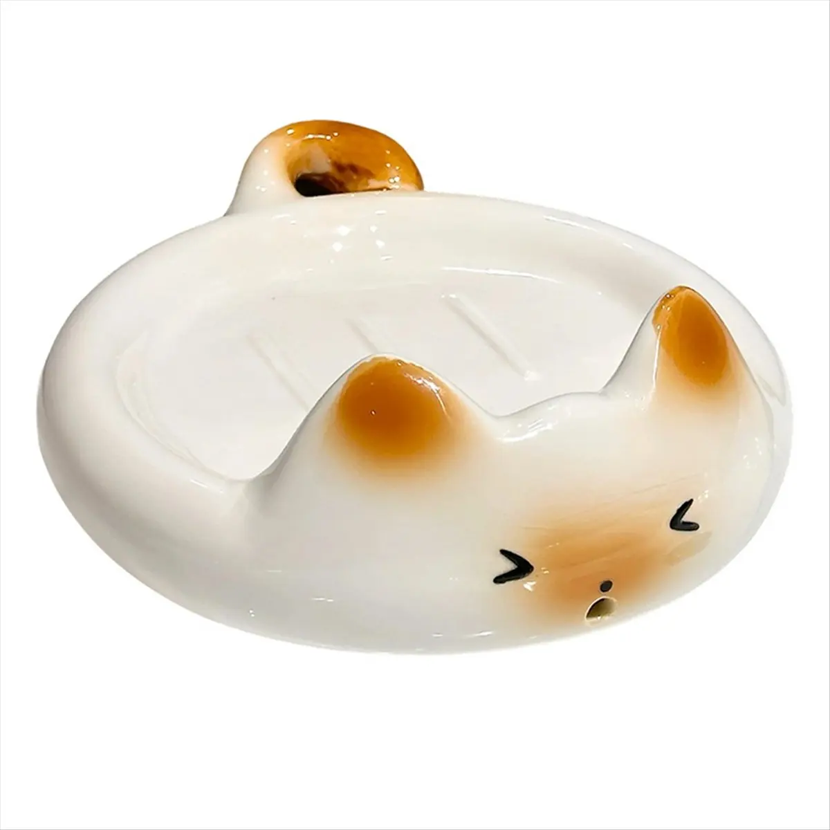 Cartoon Siamese Cat Soap Box Household Drain Box Soap Box Ceramic Lotion Bottle Toothbrush Holder Soap Holder Bathroom
