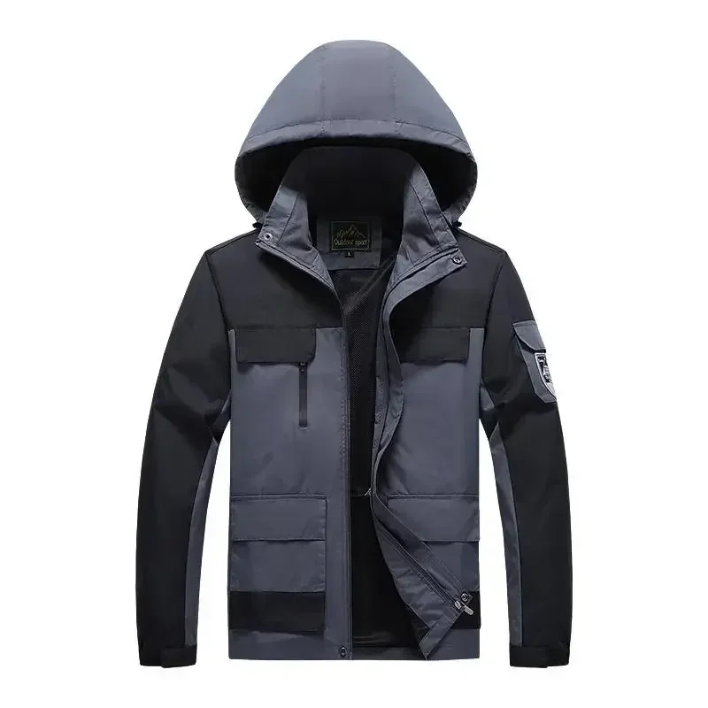 Plus Size Outdoor Jacket for Men Windproof Rainproof Hiking Camping Fishing  Outwear Big Size Men Clothing