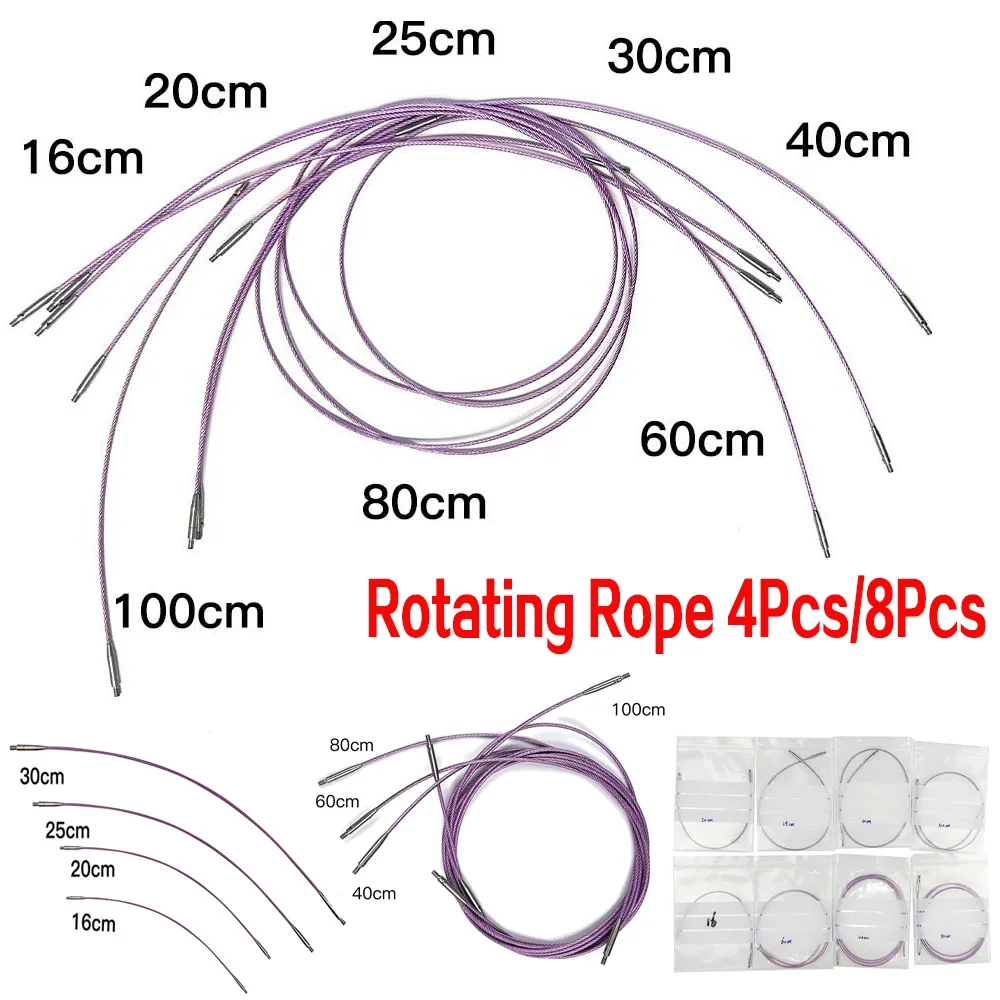 4Pcs/8Pcs Interchangeable Circular Knitting Needle Connecting Line Metal Connector 16/20/25/30/40/60/80/100cm Needle Plugs Set