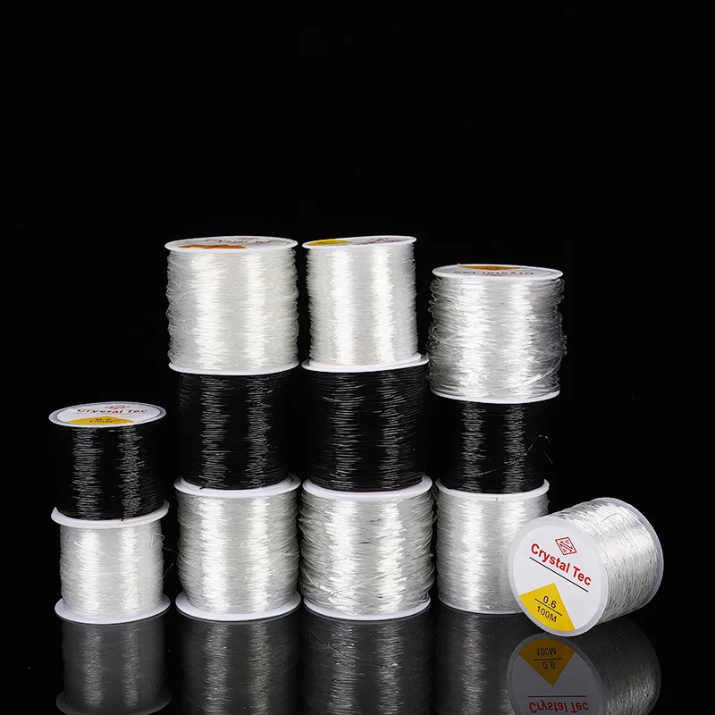 

1 Roll 0.5 0.6 0.8 1MM Transparent Round Elastic Cord White Brown Crystal Stretchable Beading String for DIY Jewrly Findings