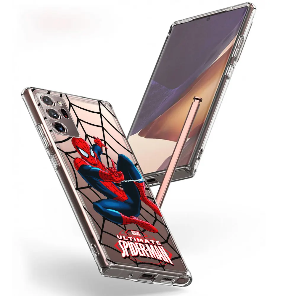 Marvel Spider Man Transparent Case for Samsung Galaxy Note 10 Plus 20 Ultra 5G 9 8 10 Lite TPU Soft Phone Cover J4 M21 J6 M52 J8