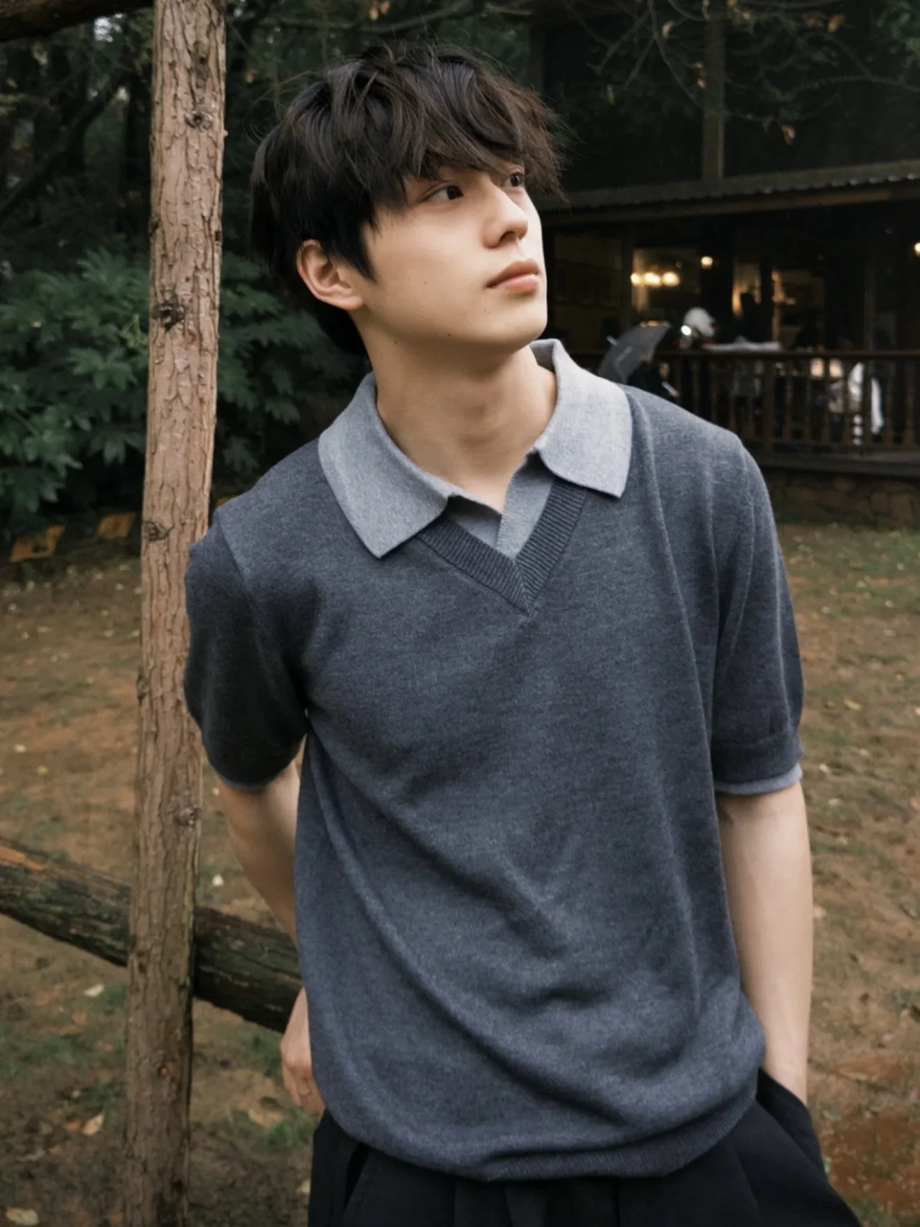 American Retro O-Neck Patchwork Color Knitted Short Sleeve Casual Top Loose Fit Men Women Summer Lazy Feeling Leisure Shirt