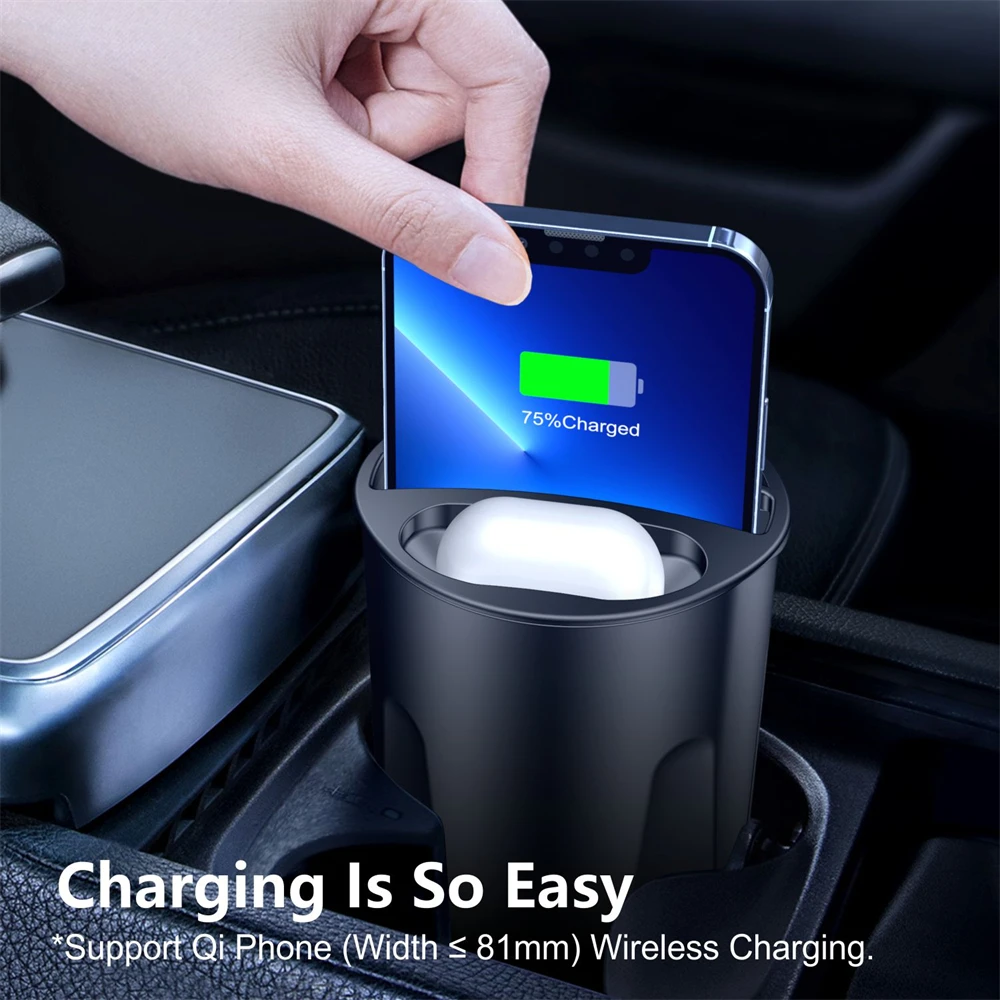 15W 4 IN 1 Car Wireless Charging Cup Two USB Output Ports Car Fast Charging Adapter For Samsung IPhone Car Charger Holder