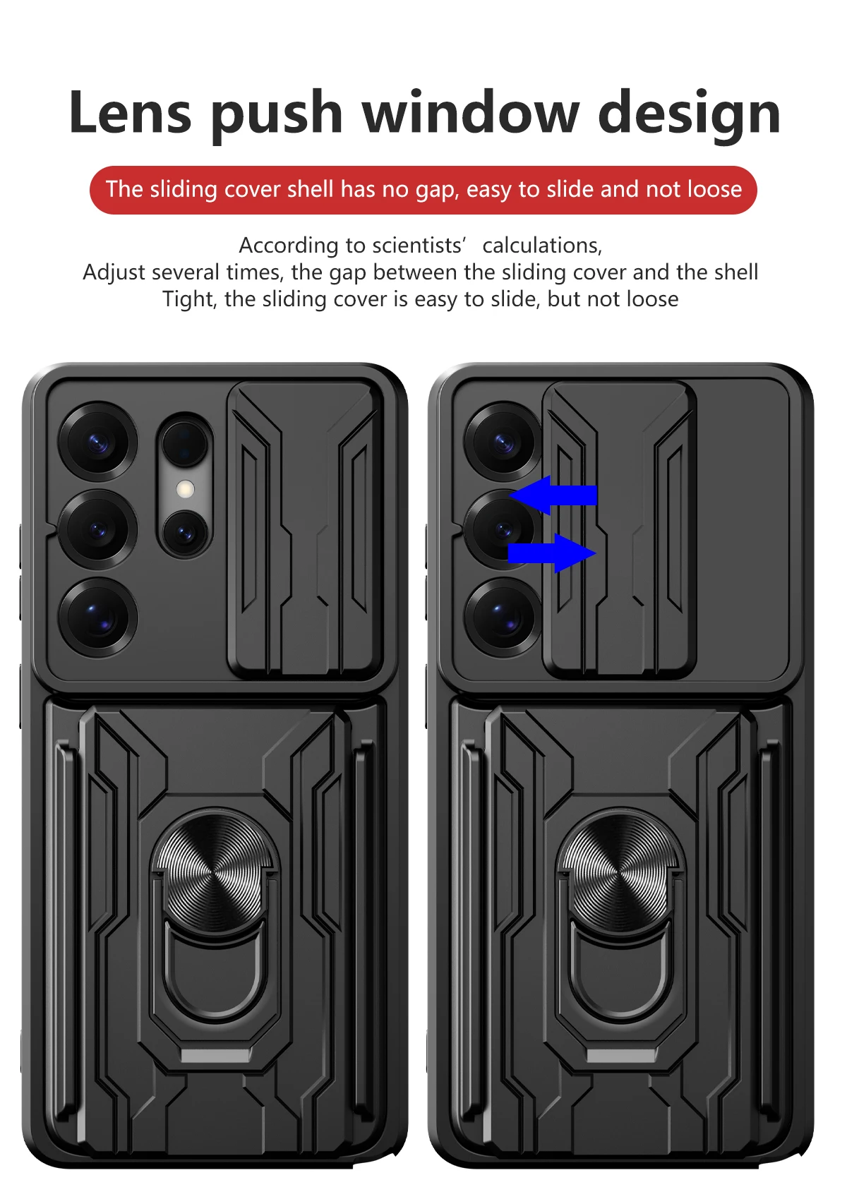 Für Samsung Galaxy S26 Ultra S25 Ultra S25 Edge S24 Ultra A17 A37 A56 A36 Schiebe-Kameralinsen-Brieftaschenhülle mit Kartenhalter und Ständer – Detail 4
