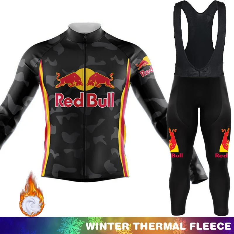 

Winter Thermal Fleece Cycling Bib Clothing Red Bull Jersey Men's Pants Man Set Ciclismo Hombre Bicycle Mountain Bikes 2026 Cycle