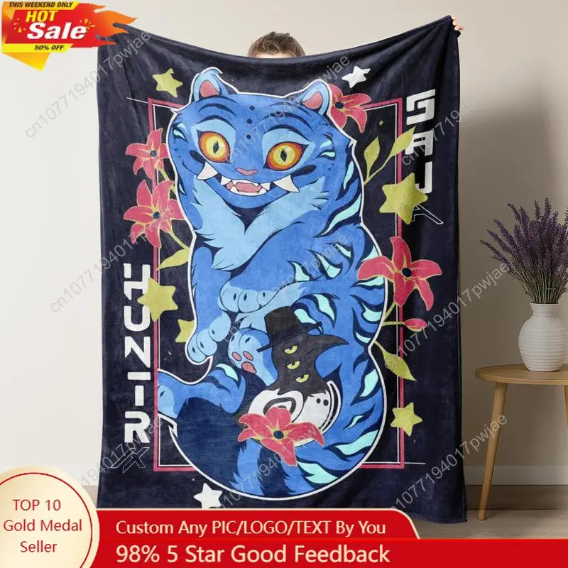 

Kpop Demon Hunters Huntrix Blankets Plush Vintage Soft Derpy Tiger Cat Throw Blankets for Bedspread Cars Office -Cooling Blanke