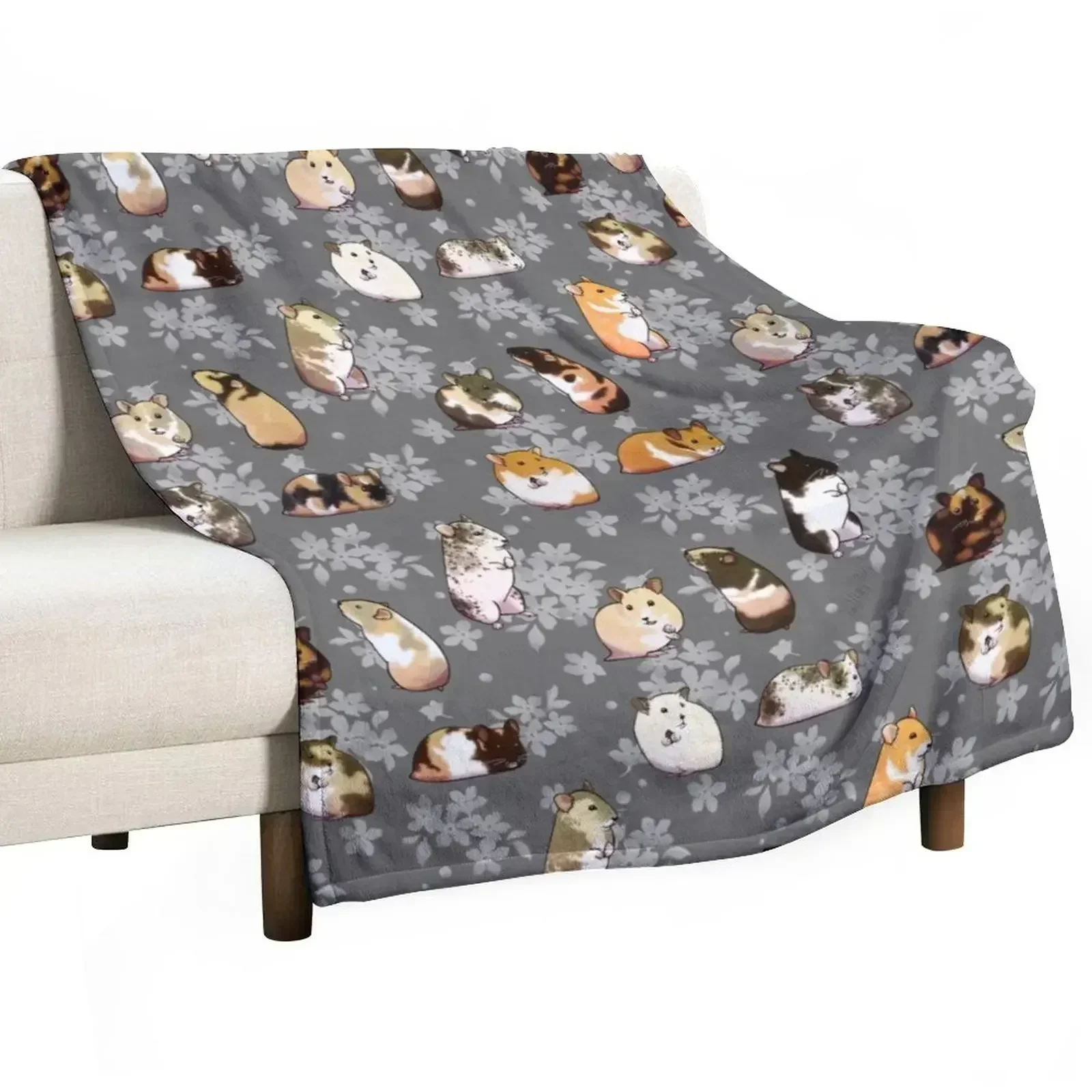 Spring hamsters Throw Blanket Flannel Picnic Plaid on the sofa Giant Sofa Soft Beds Custom Blankets