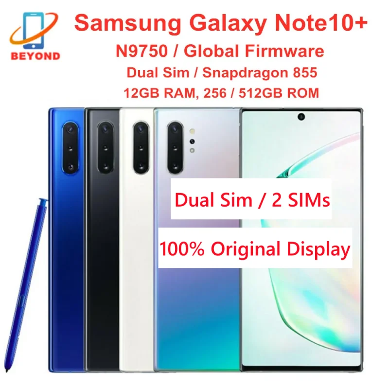 Samsung Galaxy Note10+ Dual Sim N9750 Note 10 Plus 256GB ROM 12GB RAM Octa Core 6.8