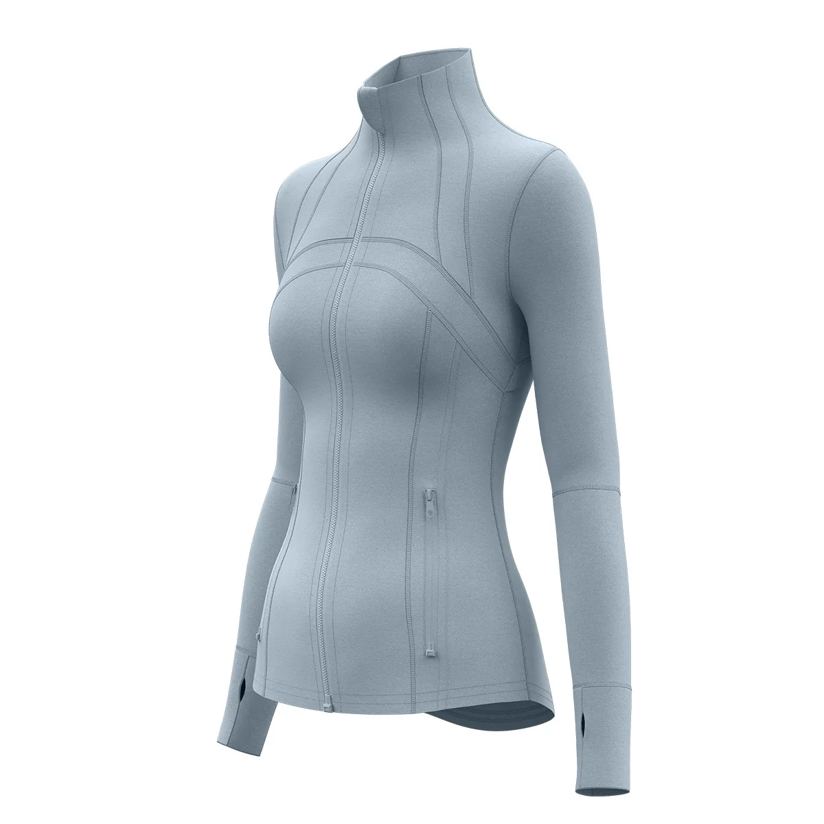 Women's Sports Jacket: Patchwork Stand-Up Collar, Flattering Silhouette, Pockets, Slimming Fit—Perfect for Fitness and Yoga
