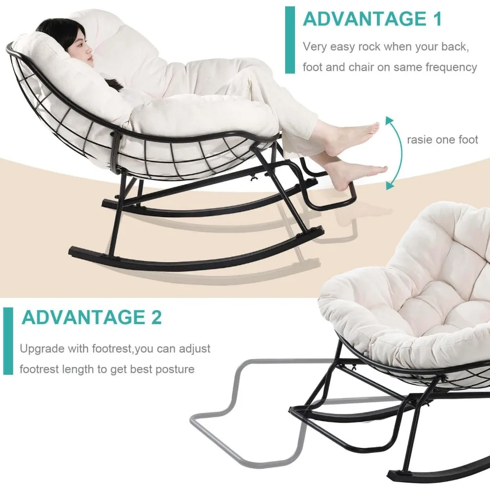 rocking chair nursery, ergonomic papasan with soft thick cotton cushion, comfy sofa recliner egg papasan chair for living room b