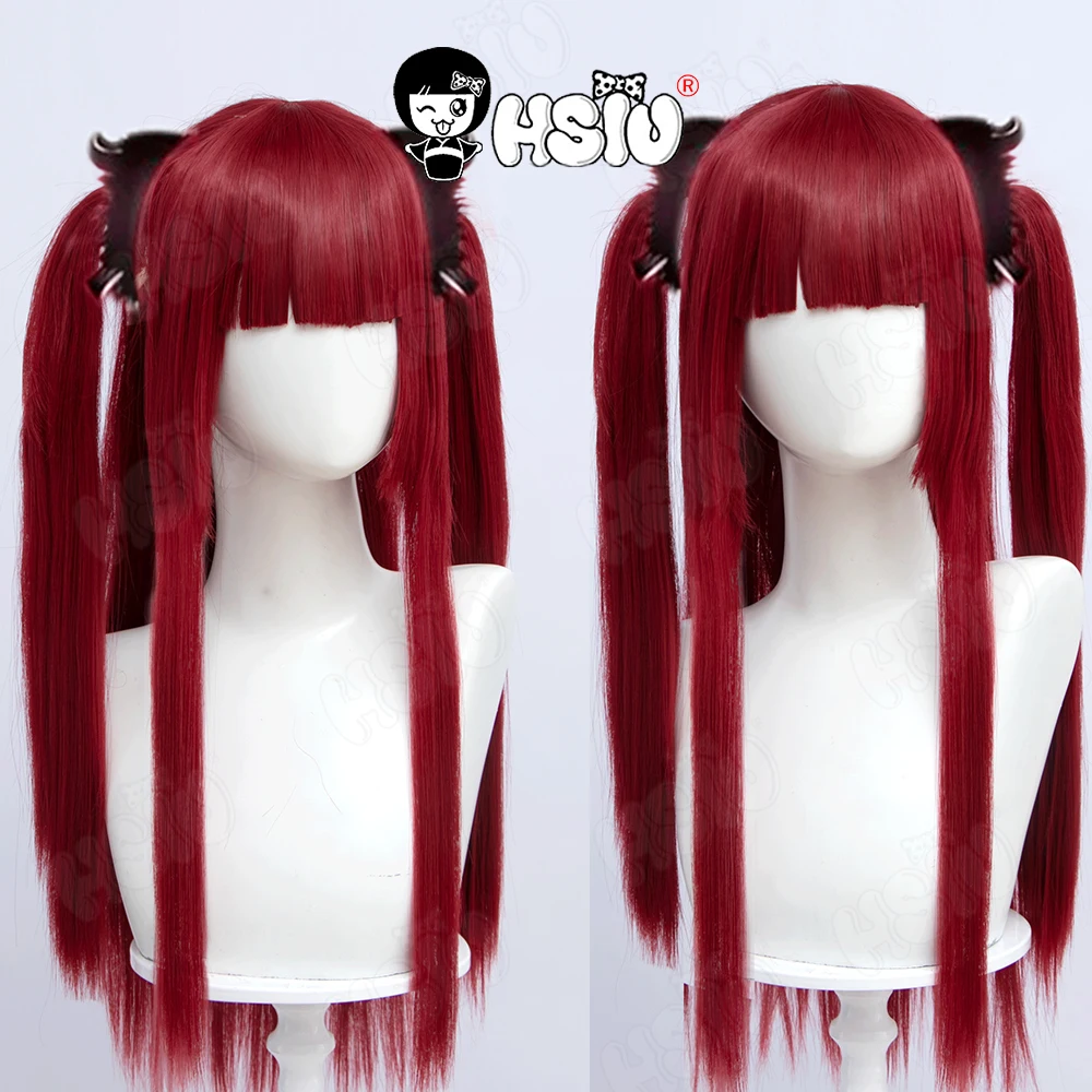 Rizu Kyun Marin Kitagawa Cosplay Wig Anime My Dress Up Darling 「HSIU 」Fiber synthetic wig Wine red double ponytail long wig