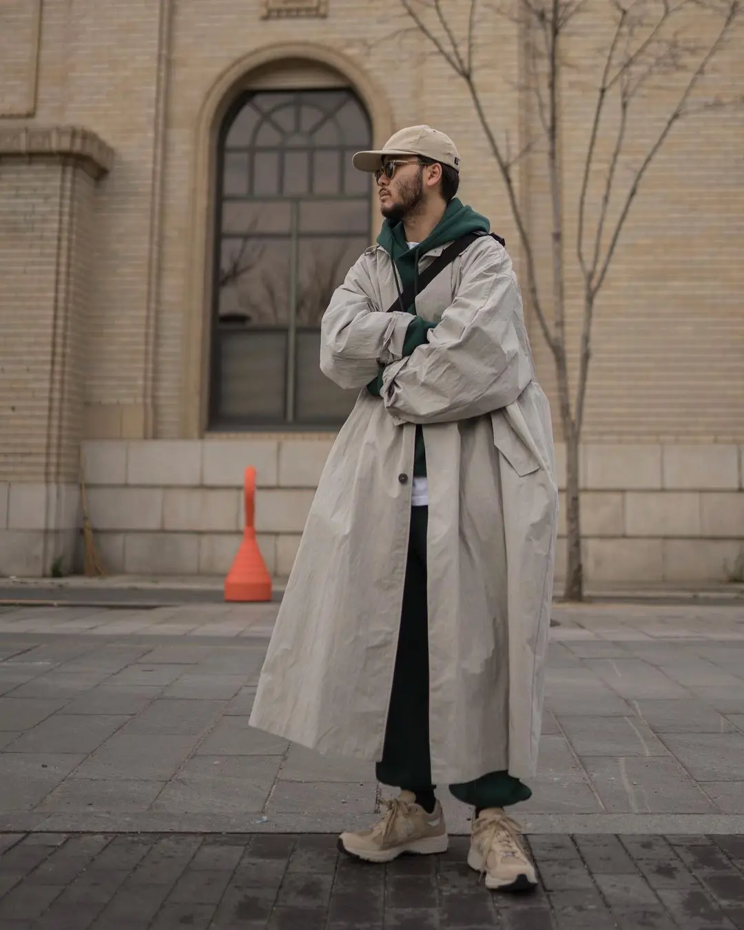 

Faionable Long Advanced Design Split Ban ape Korean Sle Spring Autumn New Model Banana Blue Earth Tone Windbreaker Coat