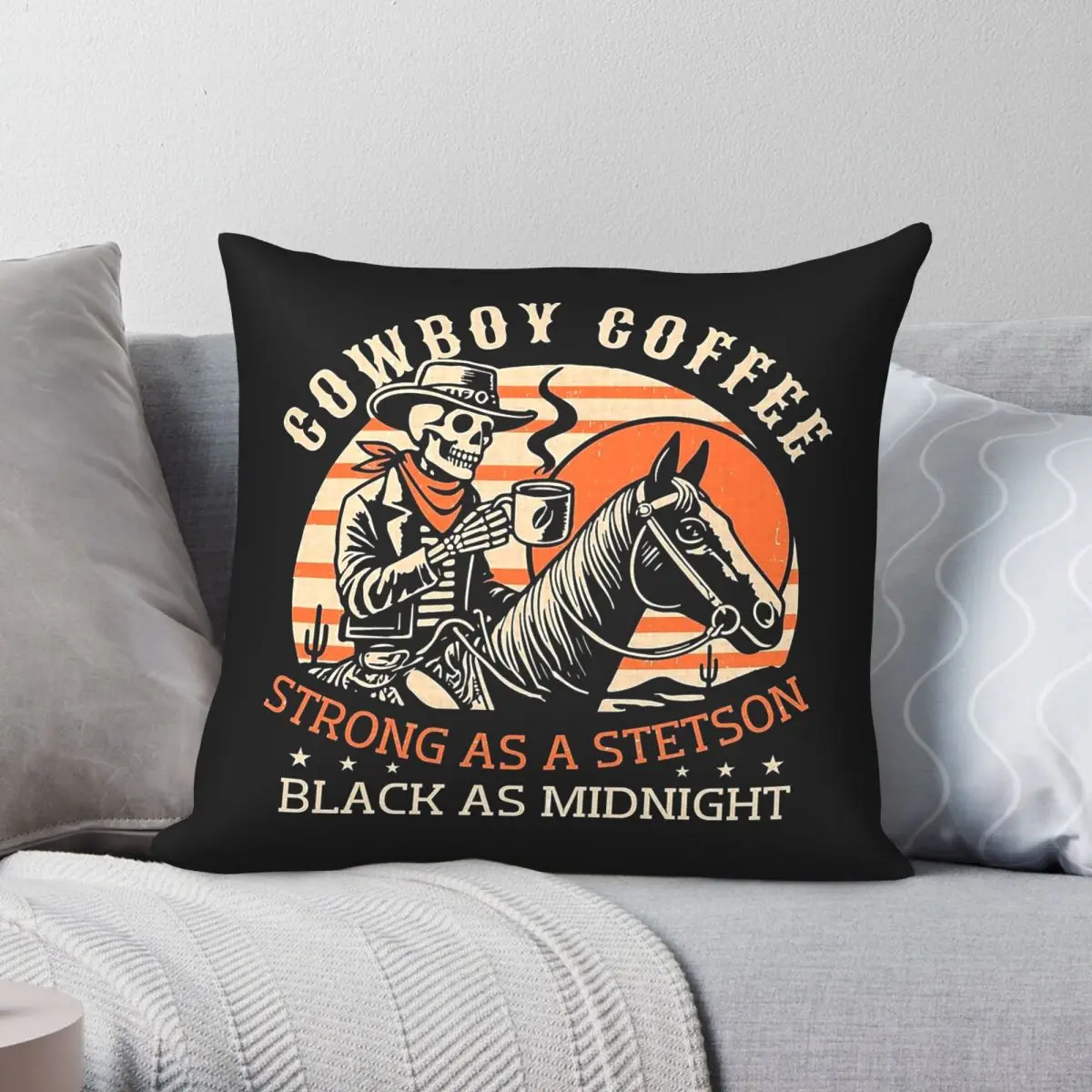Cowboy Coffee Stronger As Stetson Square Pillowcase Polyester Linen Velvet Pattern Zip Decor Car Cushion Cover Wholesale