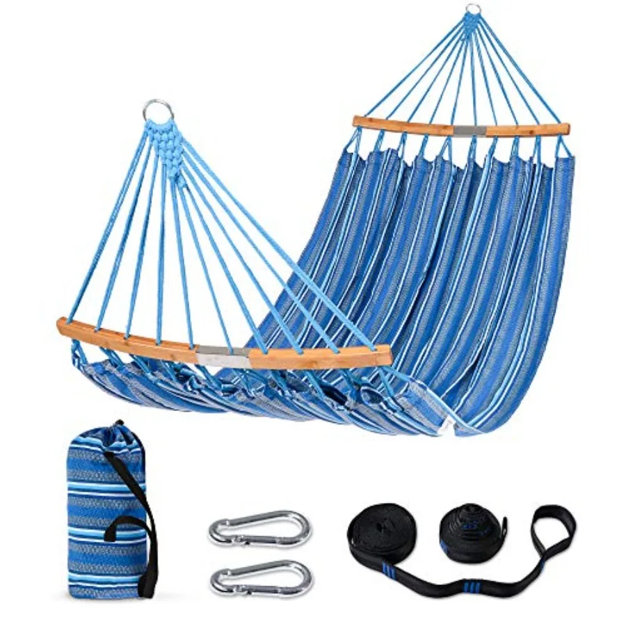 

Hammocks Double Hammock with Curved Spreader Bar Outdoor Portable Hammock with Carrying Bag and Tree Straps for Bedroom Patio B