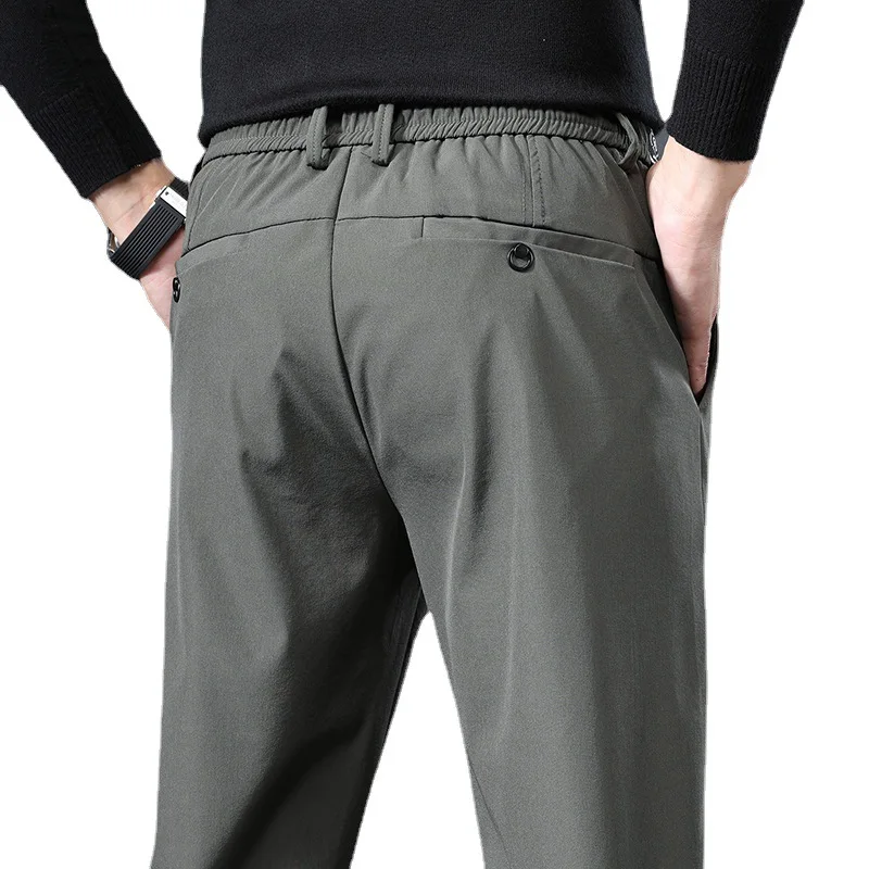 Pantalones finos de algodón para hombre, pantalón informal de cintura elástica, suave, transpirable, para gimnasio, novedad