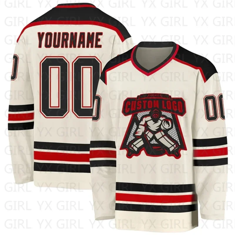 Custom Crimson-Black Hockey Jersey 3D Print You Name Number Youth Women Men Hockey Jersey Competition Training Jerseys