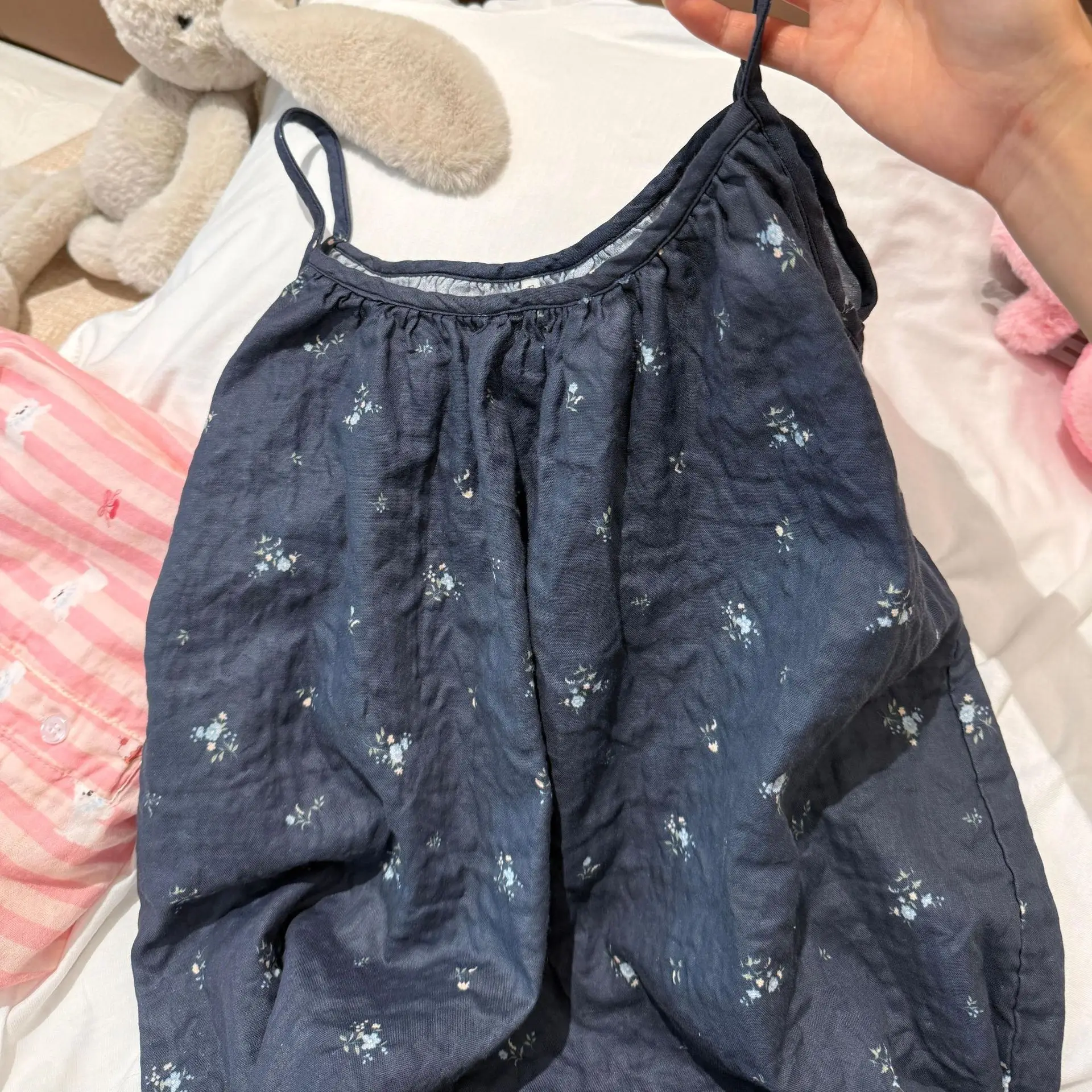 

Girls Cami Dress Cotton Gauze Sleep Dresses Printed Lounge Wear Nightgowns