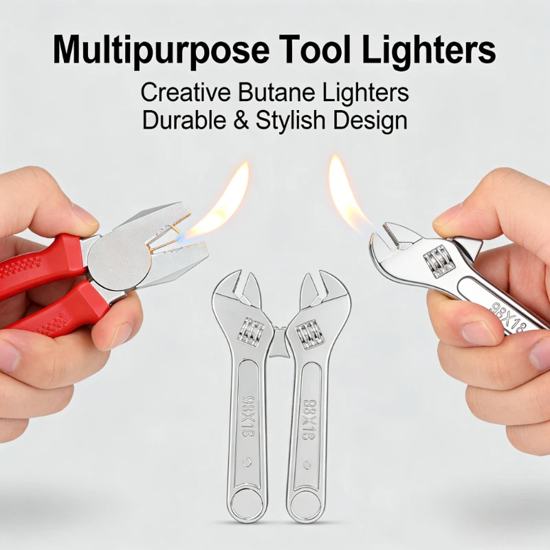 

Creative Wrench Pliers Shaped Open Flame Lighter 2025 New Novelty Metal Igniter Portable Unique Cigar Smoking Gift for Men