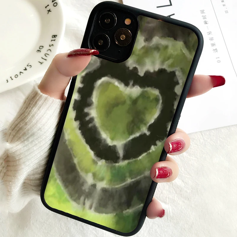 5 5S SE 2020 Phone Cover Case for iPhone 6 6S 7 8 PLUS X XS XR 11 12 13 MINI 14 PRO MAX Rubber Silicone Heart Tie Dye Style