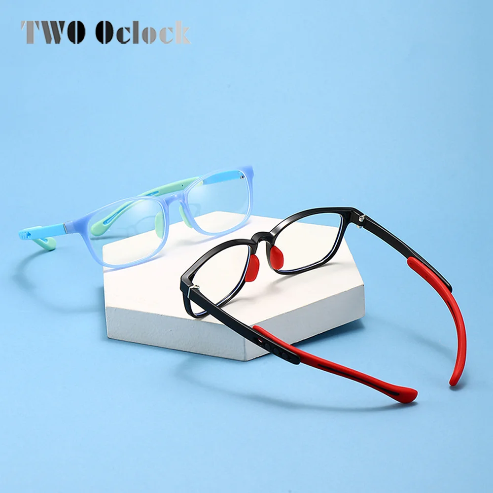 Ultra-light Flexible Kids Glasses Frames Boy Girl Square Anti Blue Light Clear Eyeglass Medical Prescription 0 Diopter Glasses view 4
