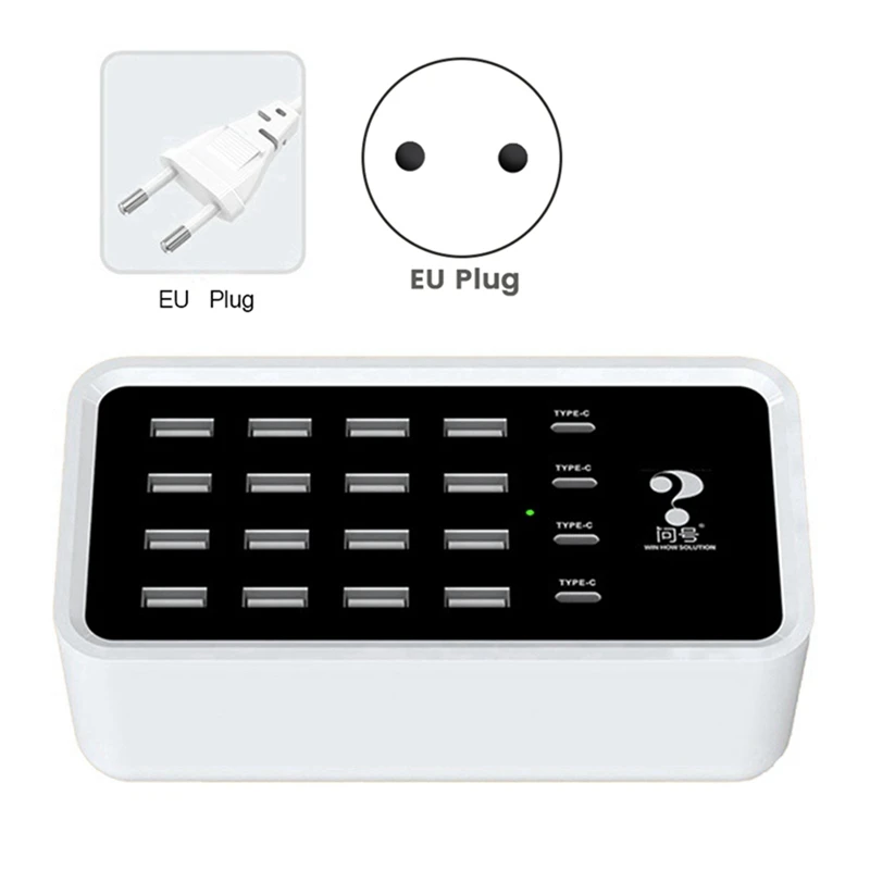 WIN HOW SOLUTION 120W TYPE-C USB Charging Station 20 Port Universal Model Desktop USB Charger For Smart Phone