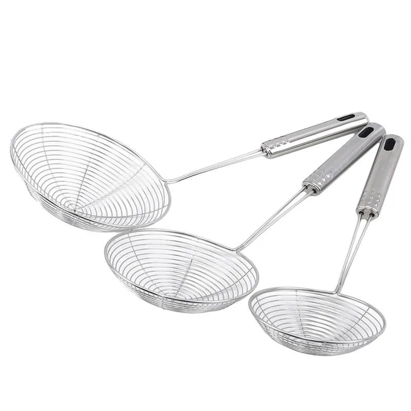 1/3/5Pcs Stainless Steel Frying Strainer French Fries Spoon Wire Mesh Skimmer Colander Fryer Scoop Sieve Kitchen Supplies
