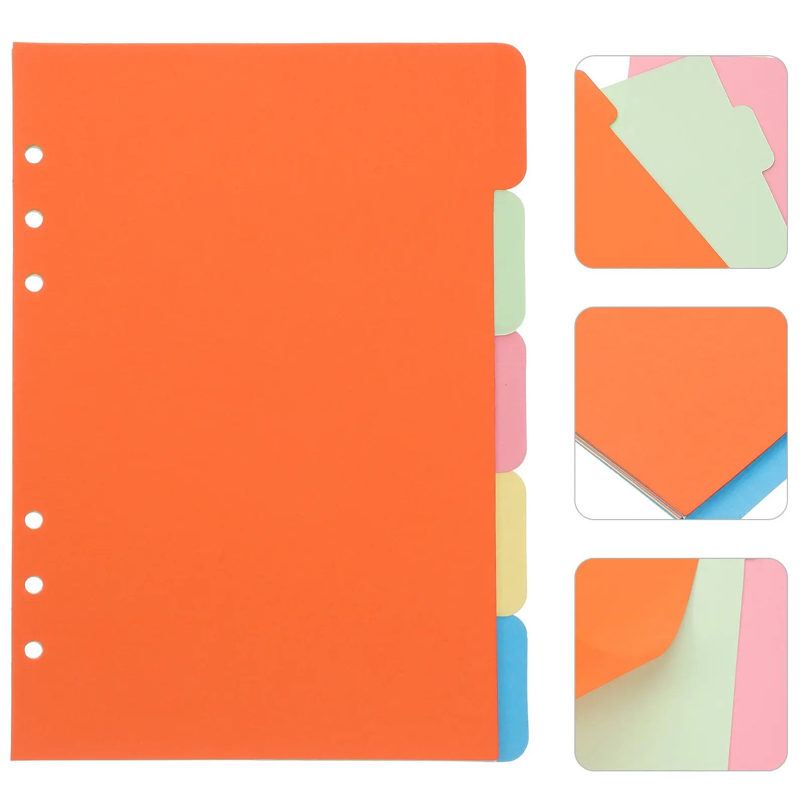 1Set A5 Tab Dividers 5 Colors Index Divider for 6 Ring Binder Extra Wide Tabs Reinforced Holes Easy Access Binder Organizer