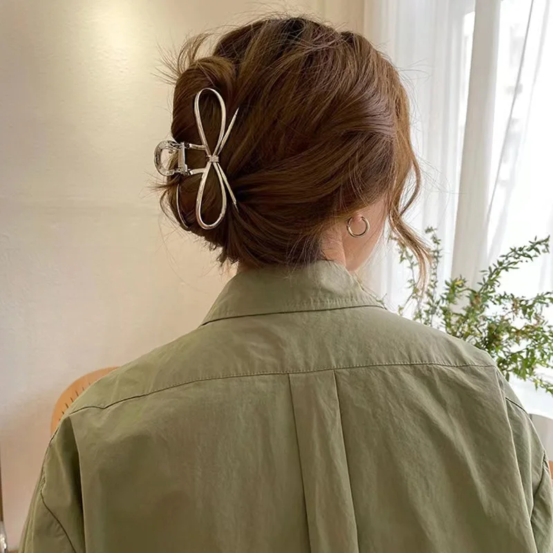 Korean Alloy Bow Clip, Women's Back Head Hair Clip, Large Updo, Shark Clip, Headwear, Hair Accessory, Hair Clip