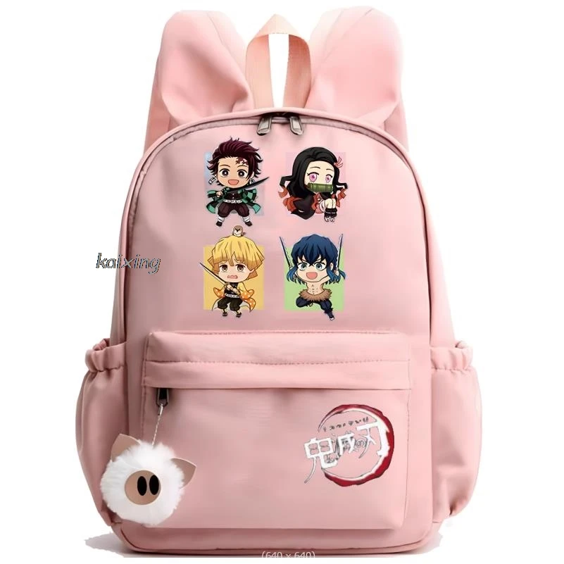 Ransel Anime Demon Slayer untuk anak laki-laki perempuan hilen tas sekolah kembali ke siswa Kawaii ransel tas ringan 3 warna