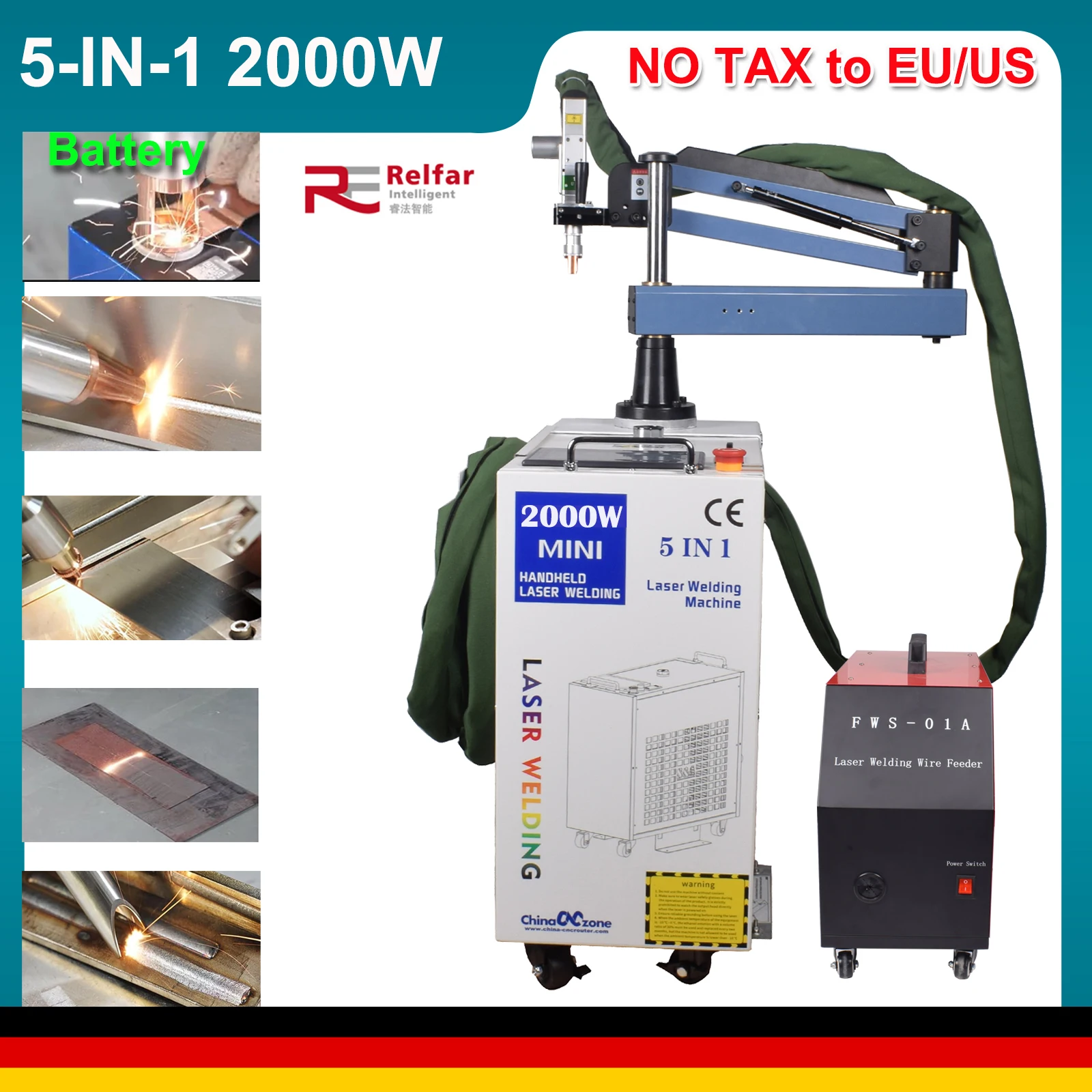 5-IN1 Laser Welder 2000W Welding Machine 4 IN1 1500W Fiber Laser Industrial Rust Remove Cutting Machine Battery Welding Relfar