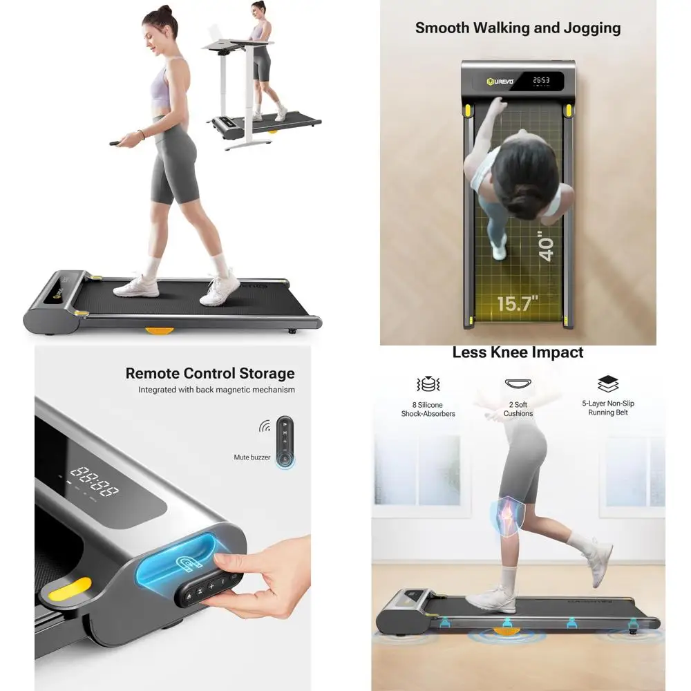 وسادة مشي للمكتب المنزلي - جهاز سير بحزام ركض كبير 16 وات × 41 لتر، جهاز تمرين محمول للمشي والركض
