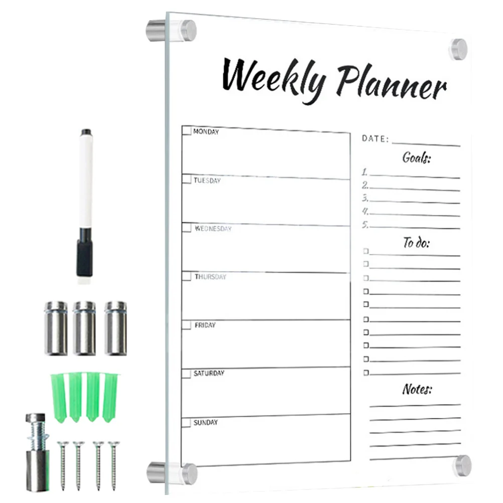 1 Set Multifunctional Weekly Plan Memo Reusable Acrylic Message Board For Home Office School Wedding Decorative Display Writing
